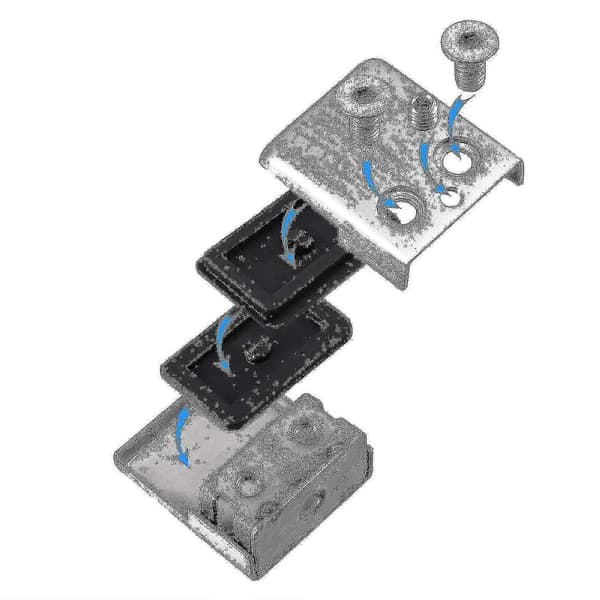 8-pakning glassklemmer i rustfritt stål, 6-8 mm tykk panelholder, flat bakside[LD]