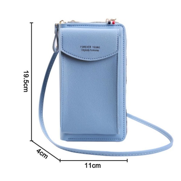 Pu Leather Blocking Crossbody Cell Phone Bag for kvinner lommebok Blue