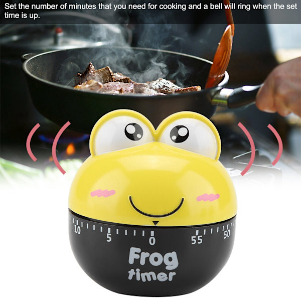 Cartoon Animal Shape Kitchen Timer Mechanical Counter Clock for Cooking Timing Tool (Yellow)