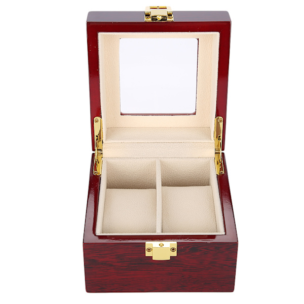 2 Grids Trä Watch Holder Armbandsur Display Case Smycken Present förvaringsbox Organizer