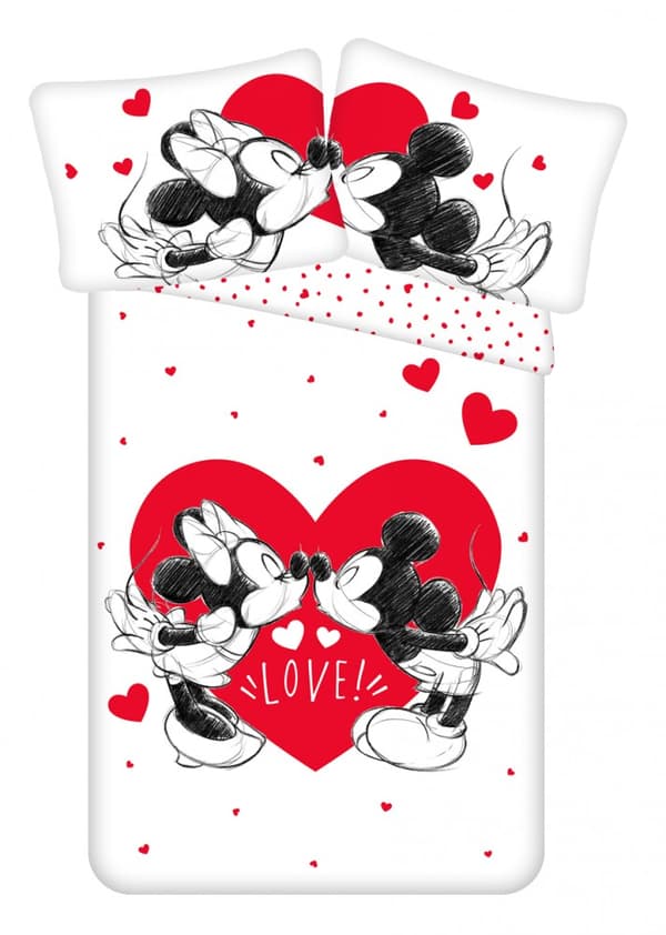 Disney Mickey & Minnie Mouse Påslakan love hearts
