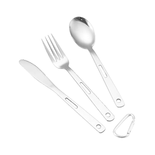 Camping Bestickset Middagsbestick Metall Bestick Kompatibel med Vandring Backpacking Kök Silver