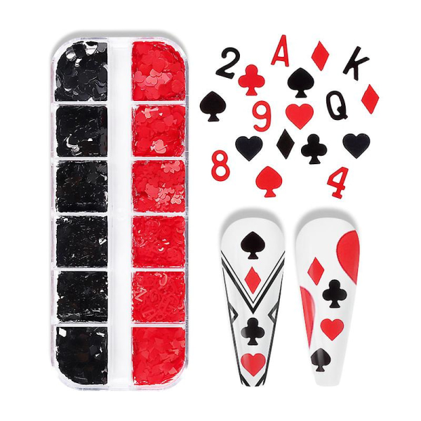 12 gitter boxed spillekort serie nail art pailletter tilbehør