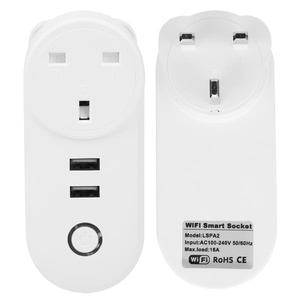WiFi Smart Plug Strømuttak Trådløs Timer Fjernkontroll LSPA2 UK Plug 100‑240VAC