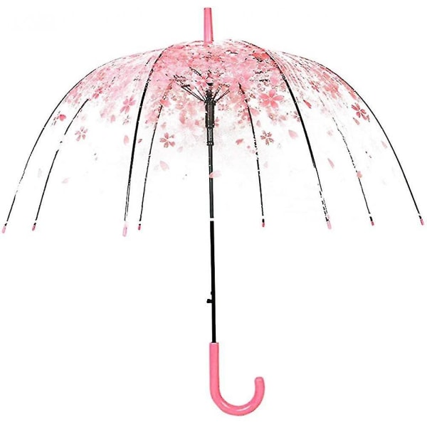 Klar Canopy Bubble Paraply Gennemsigtige kirsebærblomster, vindtæt