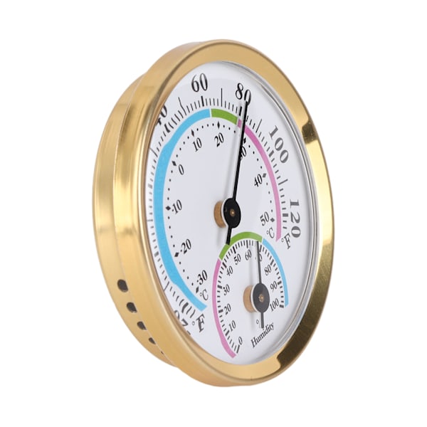 Minipekare Typ Termometer Hygrometer Inomhustemperatur Luftfuktighetsmätare Monitormätare TH103C Guld Skal Färg Framsida