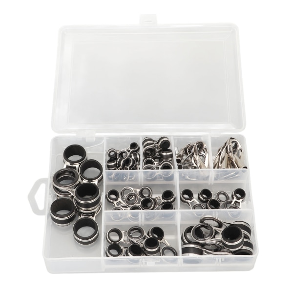 55Pcs Fishing Rod Guides Line Rings Set Stainless Steel Ceramic 9 Different Sizes Fishing Rod Guides Tip Rings