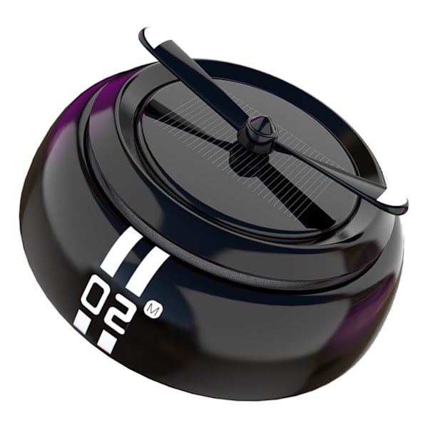 Billuftfräschare Solenergi Autorotation Propeller Design Stark metall Car Aromaterapi Diffusor för fordon Svart