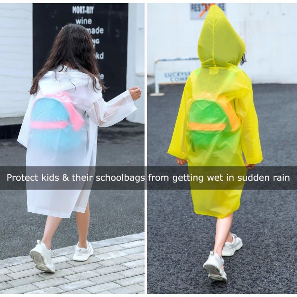 Pack Regnrock för barn Regn Poncho, återanvändbar EVA Clear Lättvikts bärbara regnkappor Jackor för små pojkar flickor