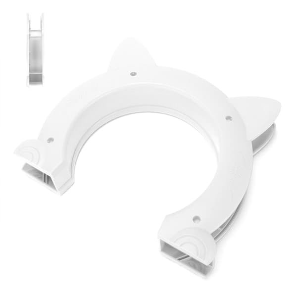 Cat Door Interior Cat Head Shaped Plastic Pass Through Door for Cat with Fishbone Pattern (White)