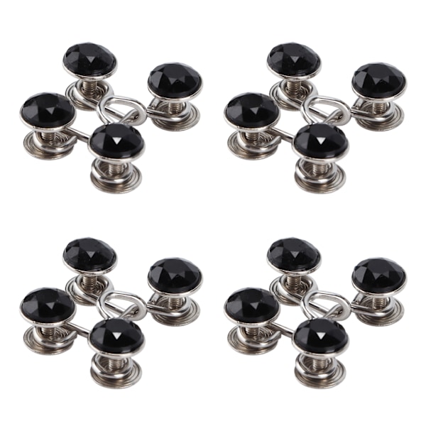 16 stk. Knappnåler Gjenbrukbare Robuste Holdbare Avtakbar Kortspor Design Praktisk Jeansknapp Liten Svart Rhinestone