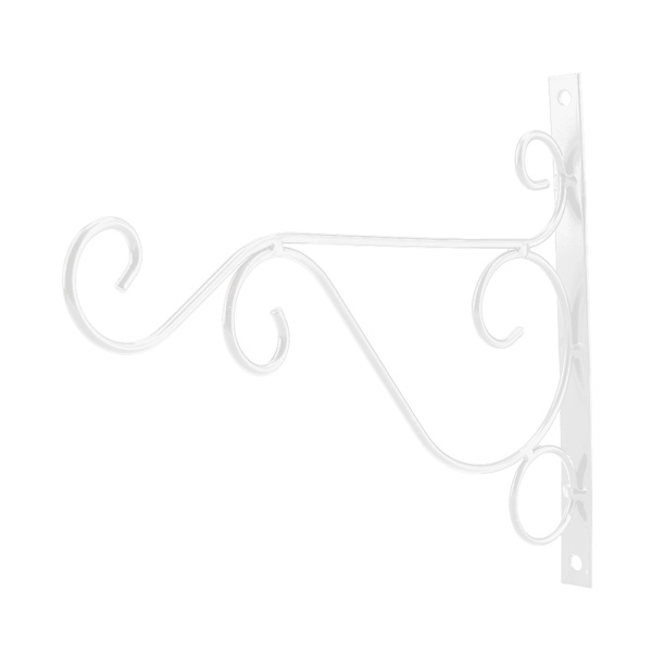 Rauta-kasviripustin Seinäkiinnitettävä kukkakoukku kodin puutarhakoristeluun 25*21cm (valkoinen)