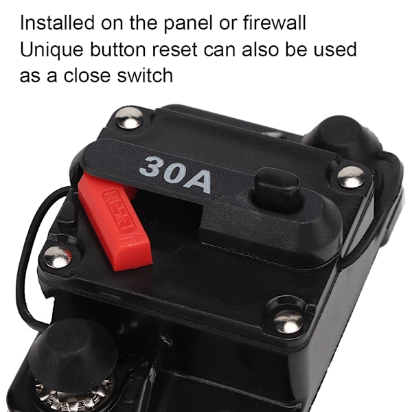 12V 30A/40A/60A Autostereoiden ääni Nollattava inline-virtakatkaisin Itsepalautuva sulake (30A)