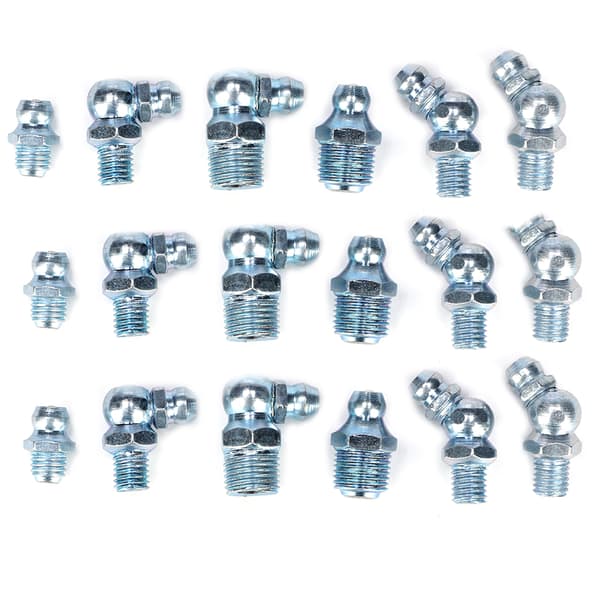 80 Pieces Straight Bend Grease Zerk 1/8in-28 45° Galvanized Blue Zinc Iron Hexagonal Nozzle