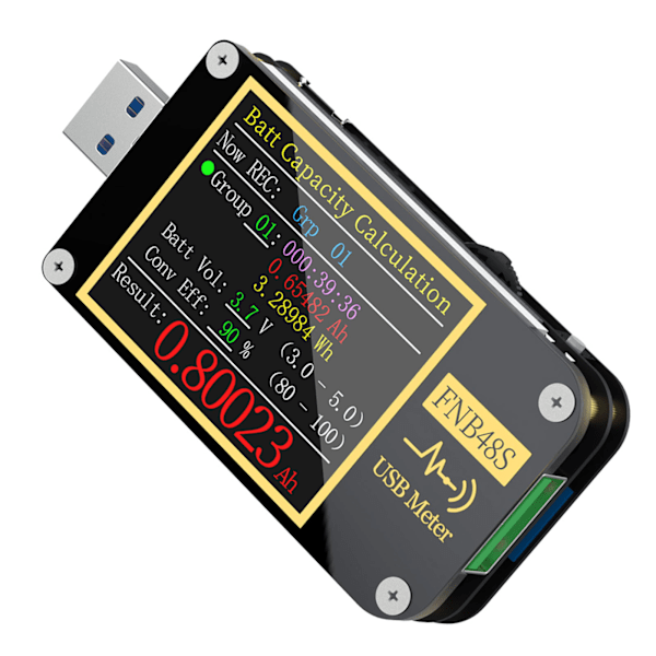 9-bens USB-spændingsmåler Skærm Vendfunktion Gravity Sensor Multifunktionel USB Amperemeter Tester FNB48