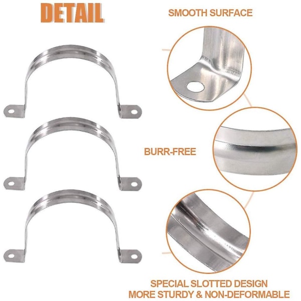 20 stk Rørstroppklemme 304 Rørklemmer i rustfritt stål U-formede Rørstropper Sadelklemme med to hull 40mm