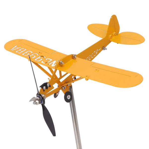Piper J3 Cub Flygplan Weathervane 3D Metall Flygplan Väderflöjel Utomhus Tak Vindriktningsindikator Trädgårdsdekor Stor