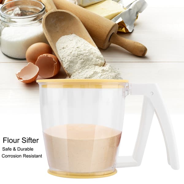 Handheld Cup Flour Sifter Strainer Powder Mesh Sieve Baking Tool with Lid