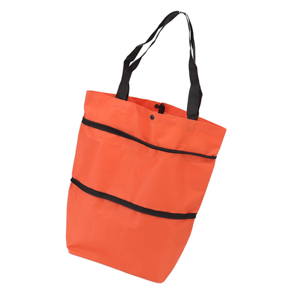 Indkøbsvogn Foldbar Taske Stor Kapacitet Lynlås Design Oxfordstof med Hjul til Camping Orange