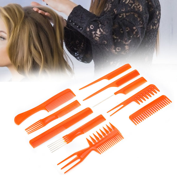 10 stk plastikmassage antistatisk hår hovedbund kam Frisør Hjemmesalonsværktøj (orange)