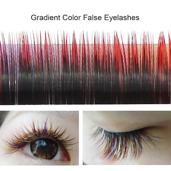 Gradient Farge Skjønnhet 3D Løspåhengsvipper Tette Vipper Forlengelse Makeup Verktøy 12mm
