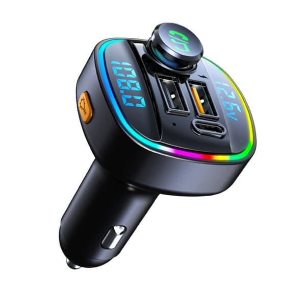 FM Transmitter Bluetooth Dual USB Biloplader 7 Farver Højtydende Stereo Universal Pasform til Biler