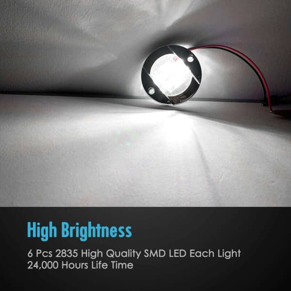 10 st LED-kabinbelysning för båt, rund, 12-24V DC, för däck, akter, transom
