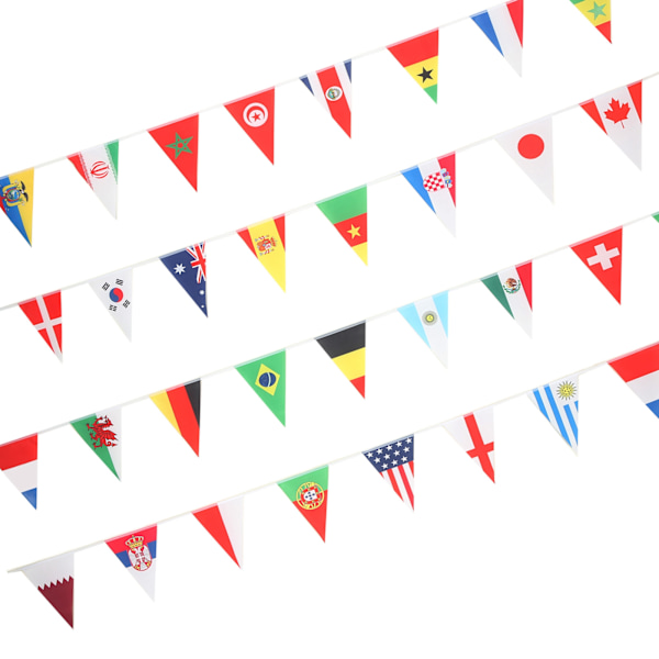 2022 Fotbolls-tävlingsvimplar Banner 32 Lag Fotbollsmatch Triangulär Flagga Girlang för Rum Bar Dekoration