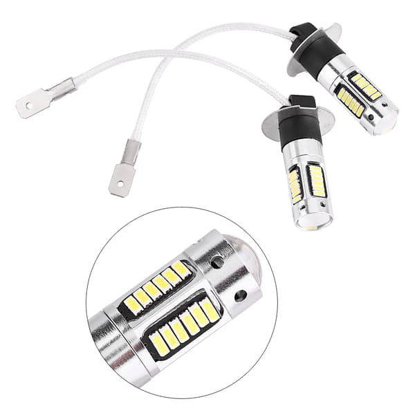 Par H3 4014 Hvite LED Bil Frontlys Tåkelys DRL Lyspære Lampe DC 12V