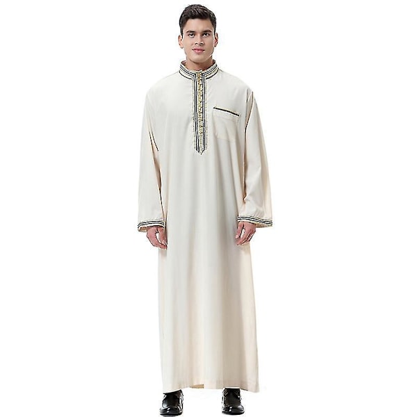 Islamisk herr lång kappa Dubai Thobe Kaftan kläder - Beige