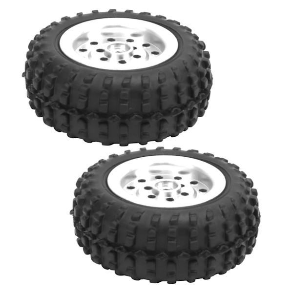 2 kpl Auton pyörien kumirenkaat Alumiiniseos AntiSkid 52mm Sopii WPL D12 1/10 RC-kuorma-autolle (Hopea)