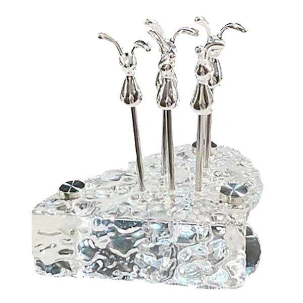 Rabbit Shaped Stainless Steel Fruit Fork Set Fruit Stick Small Dessert Cake Fork for Party
