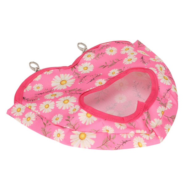 Kaninfoderpåse Hängningstyp Stor kapacitet Daisy Pattern Rosa hjärtformad utloppsmatarpåse för smådjur