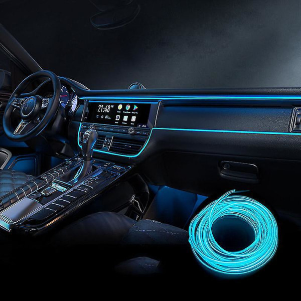 Bil Led interiør Strip Light 3m Usb Neon Ledningslys Glødende Ambient Belysning Bildekorationer Interiør Ice Blue