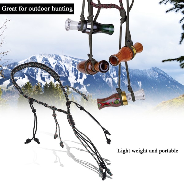 Bärbar Nylon Duck Goose Call Lanyard Braid Paracord för utomhusjakt (svart+CP kamouflage)