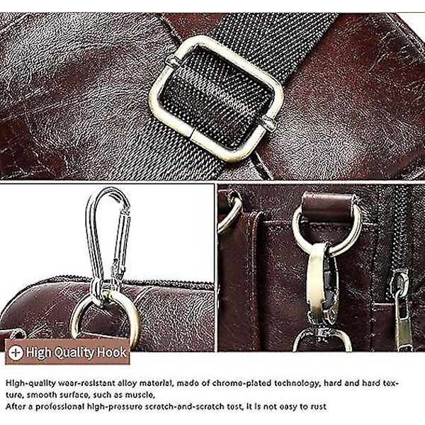 Läder axelväska för mobiltelefon med bältesklämma - Herrresväska för resor, crossbody, messenger, för 6,5\" telefon - Kaffeebrun