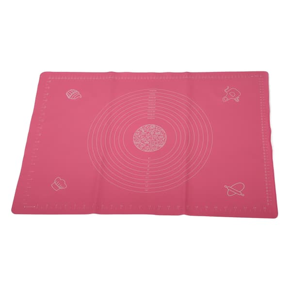 Silicone Non-Stick Rolling Kneading Dough Mat with Scale Kitchen Baking Accessory (Pink 50x70cm)