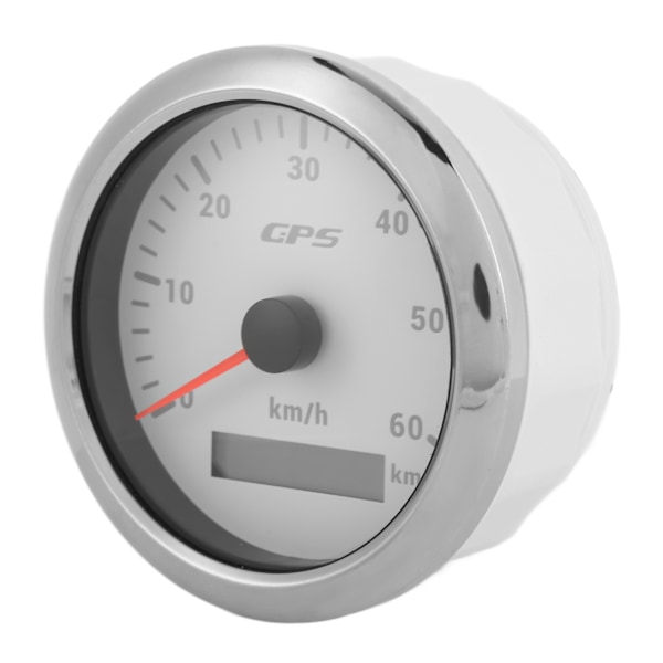 85 mm GPS-hastighetsmåler 0-60 km/t LCD-skjerm turteller med justerbar bakgrunnsbelysning for biler Båter 9-32V DC Hvit