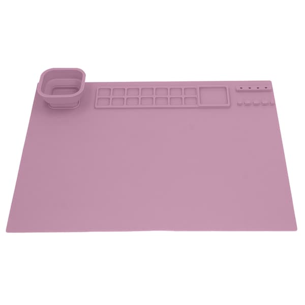 Silikonmalematte med kopp DIY Dyrk kunstnerisk talent Lett å tørke Silikonkunstmatte for gutter Jenter Kunsttilbehør Rosa