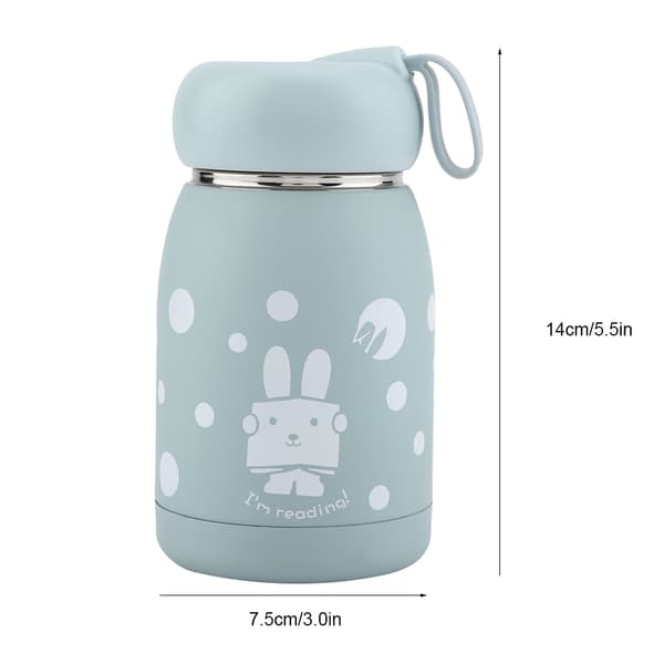 Stainless Steel Cute Rabbit Pattern Vacuum Cup Mug Thermos Cup Water Bottle (Blue)