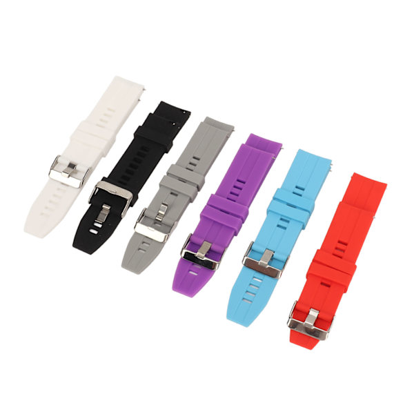 6ST Smarta klockarmband för män Kvinnor Silikon 22mm Quick Release Watch Ersättningsremmar för GT2 GT3 Svart Vit Grå Röd Lila Blå