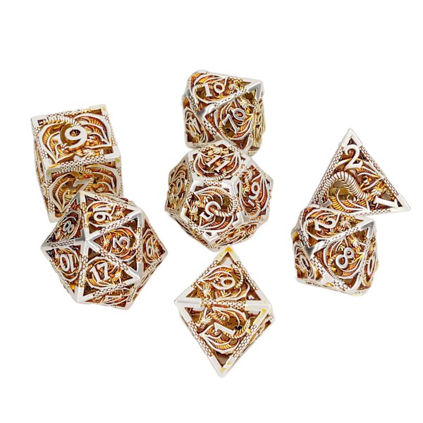 7 kpl onttoja metalliheittokuutioita Setti Selkeä numero Polyhedron-heittokuutiot Setti pöytäroolipeleille Kulta