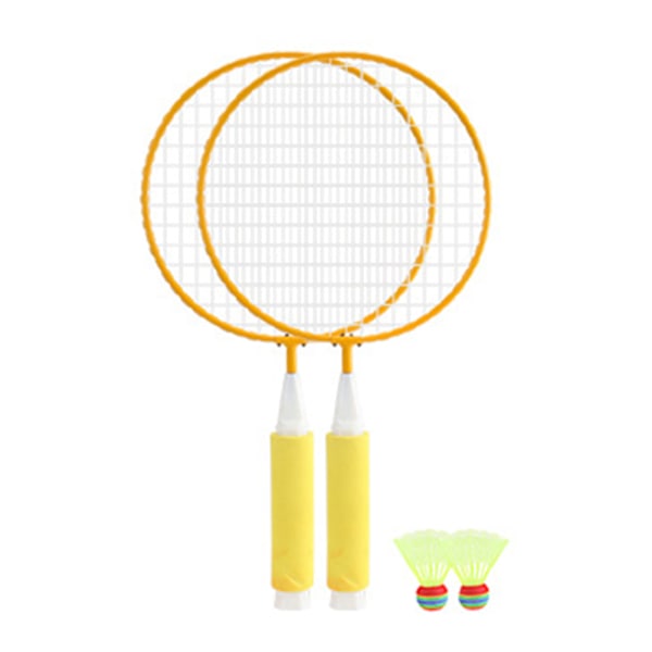 Badmintonracketuppsättning för barn Stort nät, mjukt antiglidhandtag Bekvämt grepp Barnbadmintonracketar med 2 bollar Gul