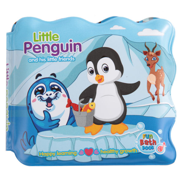 Babybad, plastbok, tårsäker spädbarnsduschleksak, leksaker för tidig utbildning för badtid (pingvin)