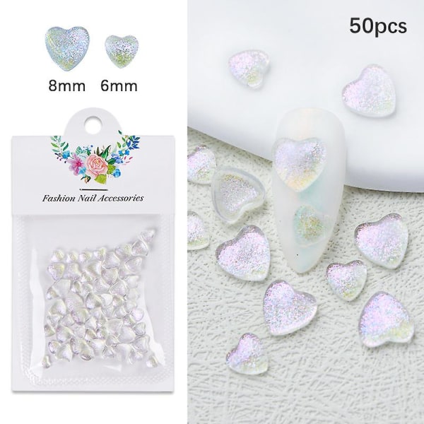 50 kpl Glitter Resin Heart Nail Art -koristeita TYYPPI 4