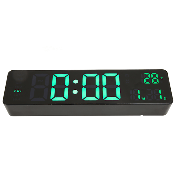Digital väckarklocka 10in 12/24H Temperaturdisplay Batteridriven Tyst grön bakgrundsbelyst LED-klocka för kontor i sovrummet