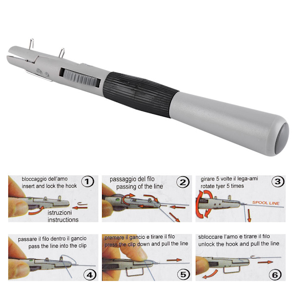 Manuellt verktyg för att binda lina för fiskekrok med underlina Enkel & dubbelkrok Fast Knot Binding Tool