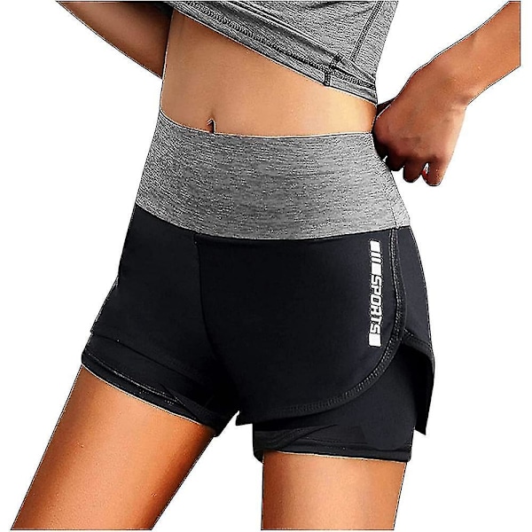 Hög midja Snabbtorkande 2-i-1 Dam Workout Gym Shorts | Sport Aktivkläder Stretchiga Fitness Yoga Shorts XXXL Grön