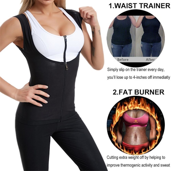 Sved Corset Kvinder Sauna Sved Vest Træning Komprimerende Lynlås Corset Fitness Slankende Vest