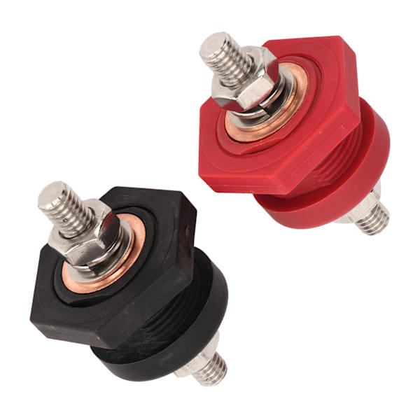 1 Par Thru Panel Batteri Terminaltilkoblinger 3/8 Tommer Svart Rød 440A Positiv Negativ Kryssforbindelse Stud Post for Bil Båt